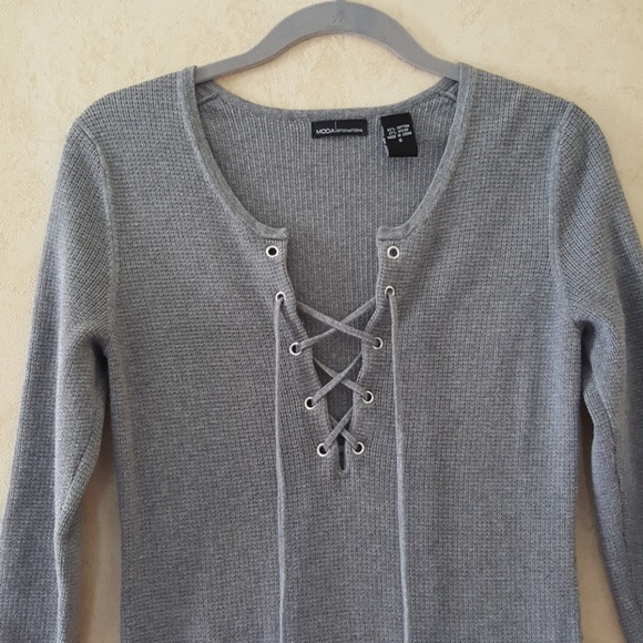 Moda International grey lace-up dress - Picture 2 of 2